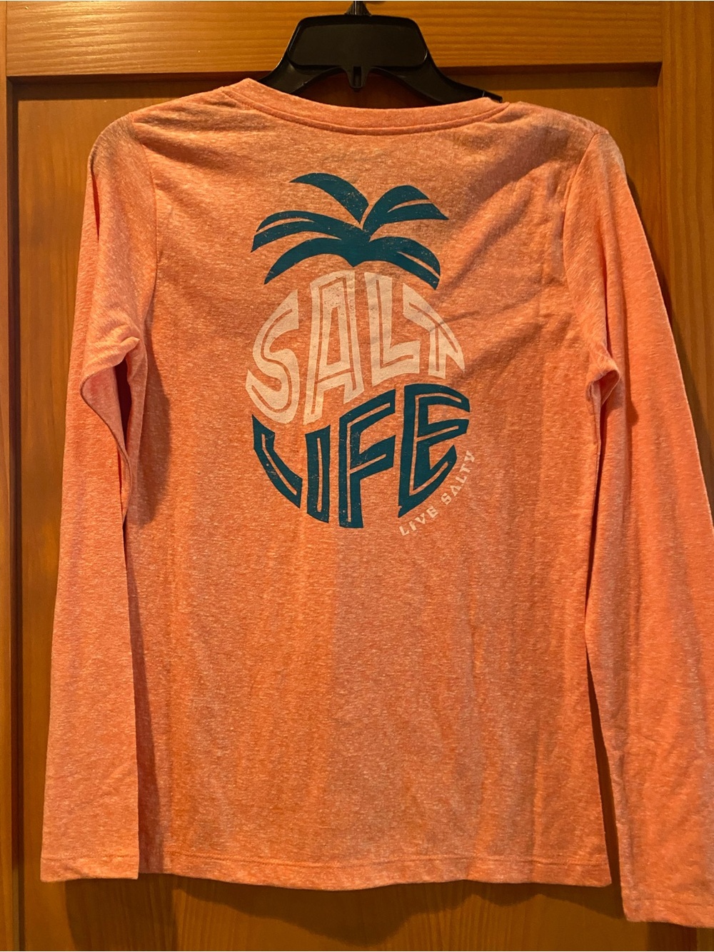 Salt Life Live Salty Pineapple Heather Orange Long Sleeve V-Neck T-Shirt NWT S
